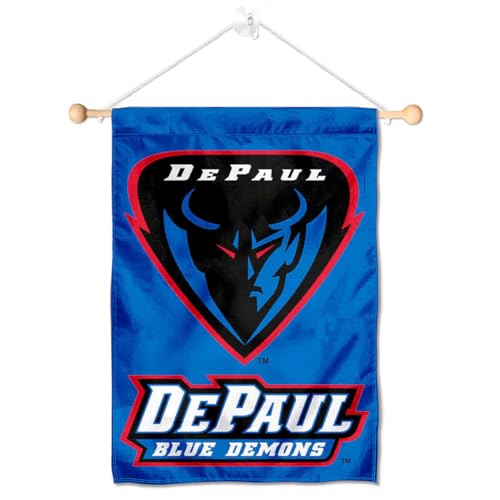 DePaul Blue Demons Window Wall Banner Hanging Flag with Suction Cup