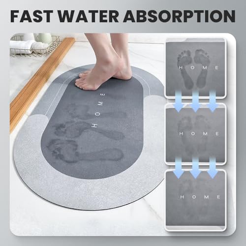 Tapis de bain moderne premium absorbant et étanche gris