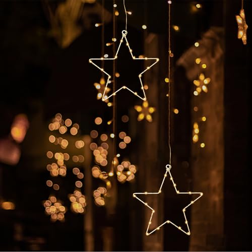 JIAPEI 2 Stück 20 Beleuchtet LED Fensterdeko Stern, 8 Modi...