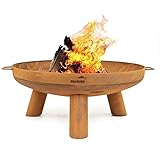 🔥 DISEÑO INNOVADOR - El brasero redondo tiene un diseño elegante y funcional. Disfrute de un hermoso fuego crepitante en su propio jardín con nuestra chimenea de exterior de diseño innovador.