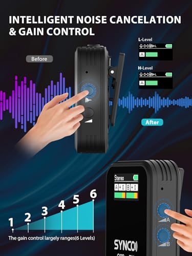 Image of SYNCO Wireless Lavalier Mic System, G2(A2) PRO Dual Transmitter 48KHz 24Bit Lapel Mic 656FT 8H for Vlogging Live Streaming YouTube with Charging Case for Camera Smartphone Tablet