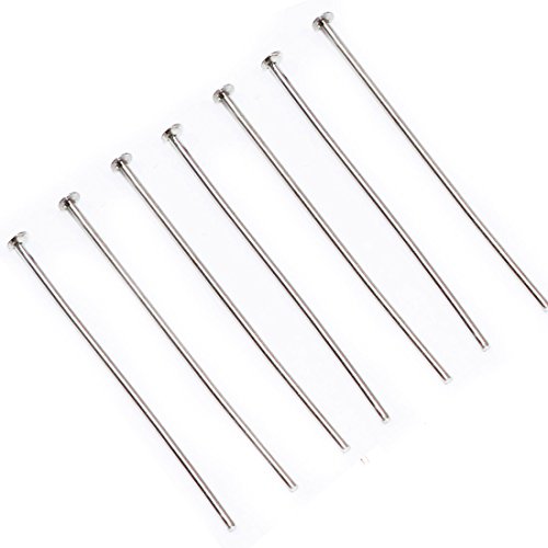 500pcs Nickel Color Straight Needles Pins Finding with Head for Fastening Crystals, Glass Beads,Chandelier Crystals, Lamp Crystals, Ceiling Light Crystals - 30mm