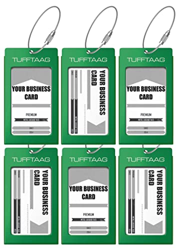 ProudGuy Luggage Tags Business Card Holder TUFFTAAG Travel ID Bag Tag in Many Color Options (6 Tags, 6 Green)