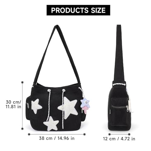 Cute Messenger Bag, Aesthetic Kawaii Canvas Crossbody Bag, Star Shoulder Bag Purse for Women Girls3