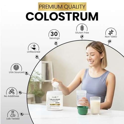 Image of Colostrum Powder - 60g (30 Servings), Unflavored Bovine Colostrum Supplement, Superfood for Hair, Skin & Gut Health, Gluten-Free, Non-GMO