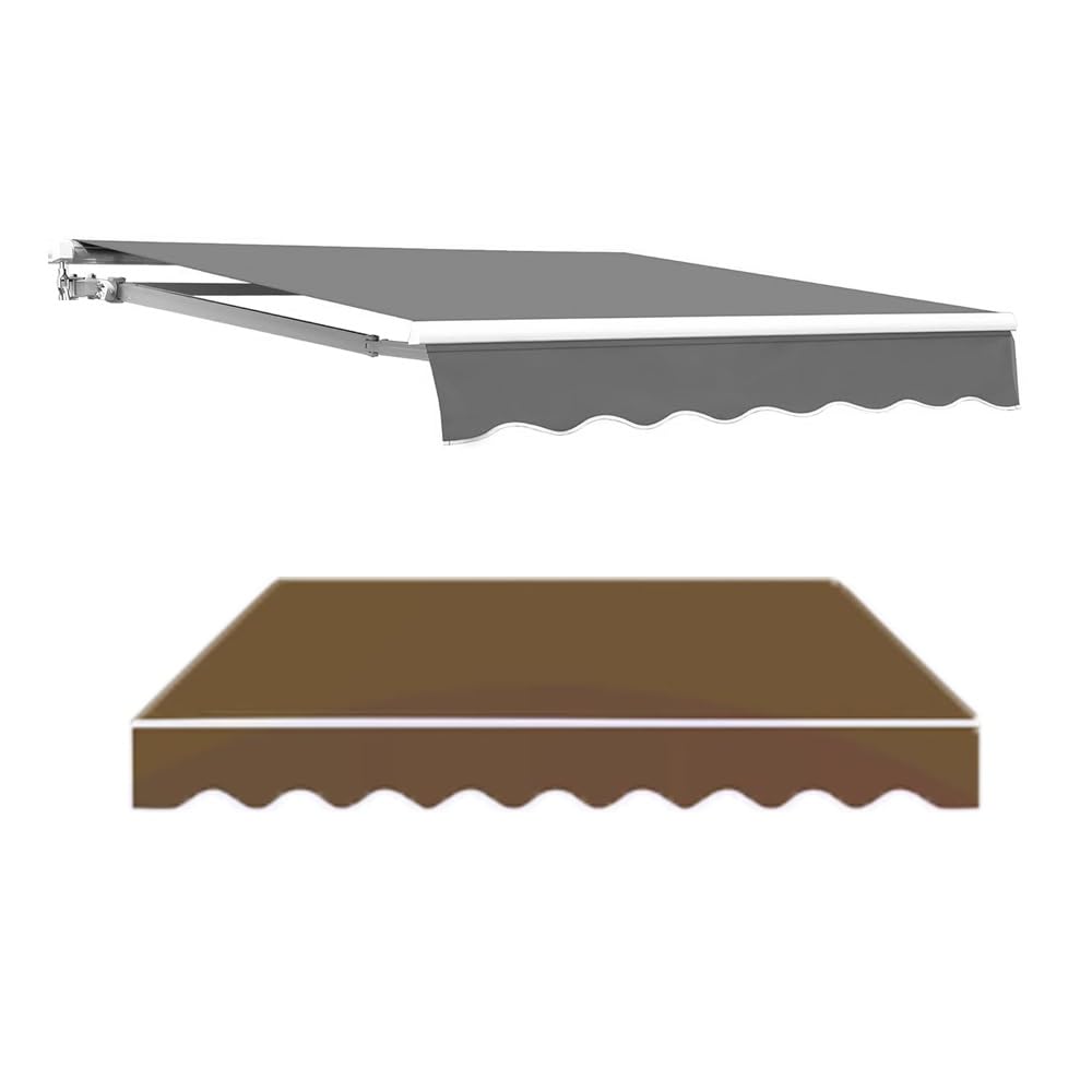 Store Banne Manuel Rétractable，Tissu De Remplacement pour Auvent, 350x300cm Toile D'Auvent Rechange pour Store Banne Extérieur, Tissu De Rechange pour Store De Balcon(Brown,4.5x2.5m/15x8ft)