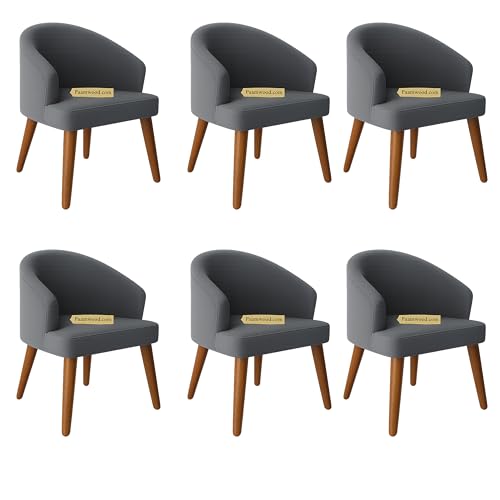Image of Upholstery Barrel Arm Chair with Soft Serenity Suede Fabric for Dining Room, Living Room, Bedroom, Cafe, or Restaurant with Comfortable & Stylish | Grey Set of 6