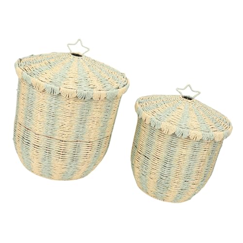 Panier à linge en rotin anti-odeur avec couvercle | Grand modèle vert