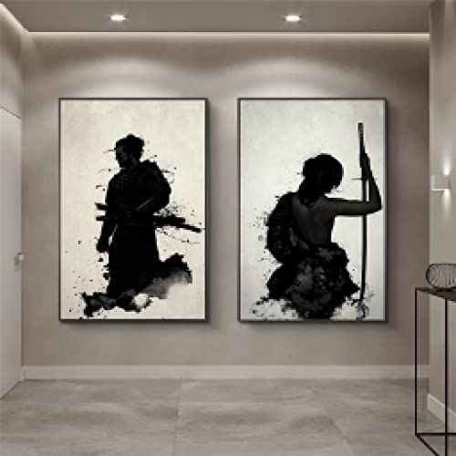 Impression sur toile samouraï de haute précision pour une décoration murale élégante et sobre