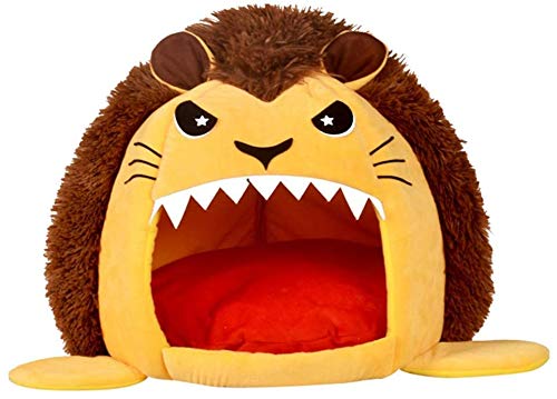 Lelesta Cuccia a Forma di Leone Letto, Pieghevole Cuccia con Cuscino per Cani Gatti Morbido Caldo Divano Lettino Cestino (L: 50 * 52CM)