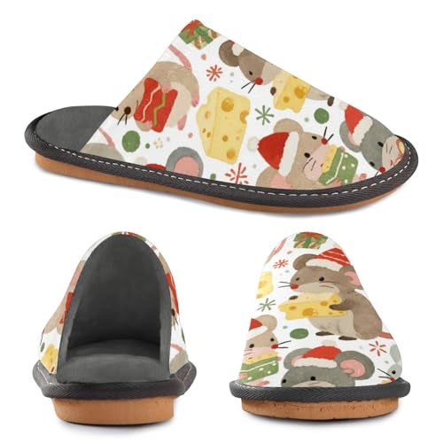 Slippers for Women Mice with Cheese Xmas Soft Fuzzy Women's Slippers Indoor and Outdoor Shoes2