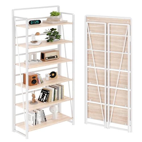 BHG No Assembly Folding Bookshelf for Living Room,Collapsible Book Shelf for Home Office, Portable Bookcase Storage Organizer Rack Shelves