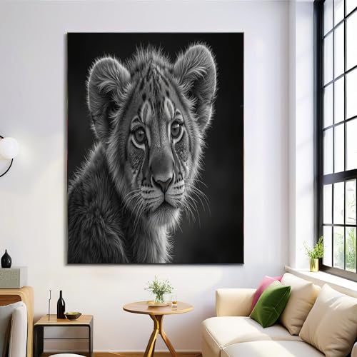 ZISTRCBAO Impression Sur Toile Peinture 40×50 cm, Tableau Decoration Murale Chambre Salon Maison Deco Cuisine Decor Murale Sans Cadre - Tigre Noir Et Blanc -...