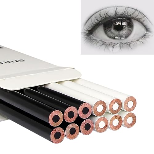 SIQITECHNO 12 lápis de cor à base de preto e branco, lápis de cor de óleo de madeira Premier Soft Co