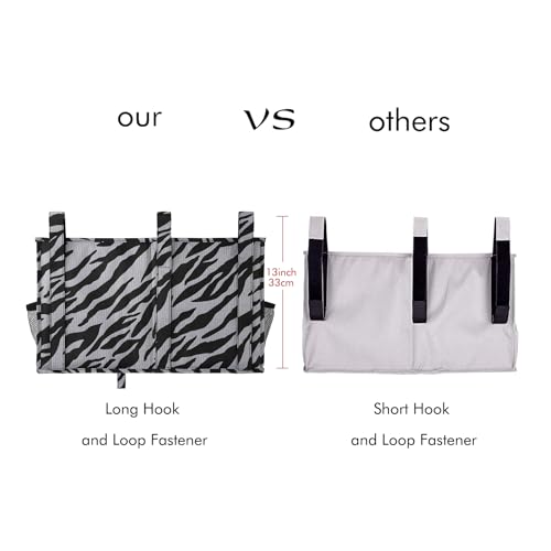 Image of Surblue Bedside Caddy Hanging Organizer Storage Bag for Bunk and Hospital Beds, College Dorm Rooms, Baby Bed Rails, Camp (8 Pockets), Zebra