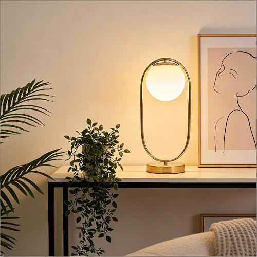 Lámpara de Mesa Moderna con Pantalla de Cristal Blanca miniatura 3