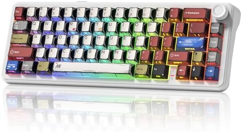 womier L65 60% Mechanical Keyboard Wireless with Knob, White Gami...