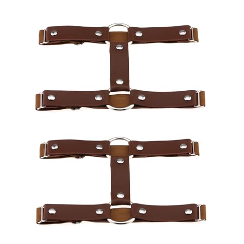 2PCs Adjustable Faux Leather Leg Garter Belt, 2 Rows Thigh Garters for Women Parties, Black/Red/Pink/White/Brown
