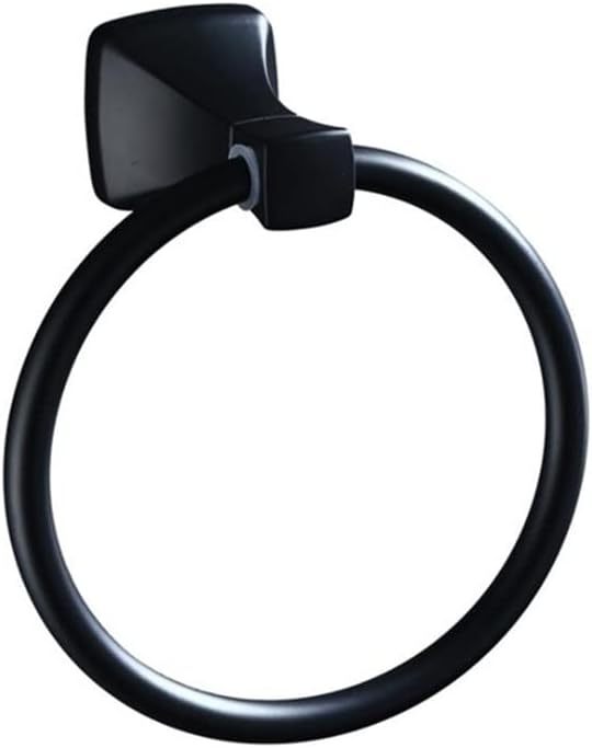 LSLYTQ Space Aluminum Black Towel Rings, Towel Holder, Round Wall-Mounted Towel Rack, Bathroom Accessories Hardware
