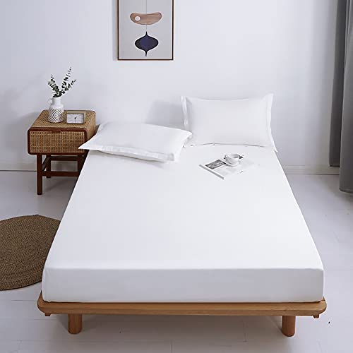 Image of Lirex Fitted Sheet, King Size 100% Cotton 300 Thread Count Soft Breathable Fitted Sheet, White