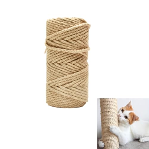 Corda di Juta,Corda Tiragraffi per Gatti 50 m x 6mm Corda Juta Naturale,Corda di Sisal per Raschietto Gatto,Corda per Graffio Gatto per Graffio Gatto Giardino Bundling,Decorazione Artigianale