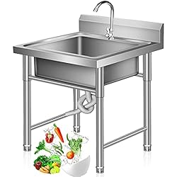 Fregadero Camping Casero Fregaderos De Camping Independientes Móviles Cocina Casera Fregadero De 1 Compartimento Grifo De Fregadero De Acero Inoxidable Giratorio De 360 ° Y Encimera Para Bares Y Restaurantes Al Aire Libre