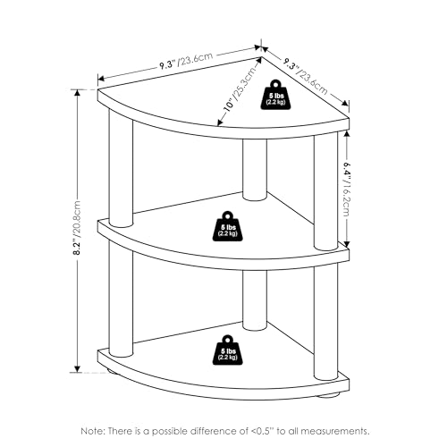 Image of Furinno Turn-N-Tube Kitchen Countertop Organizer, 3-Tier Corner Countertop Organizer Shelf, Corner Shelf, for Kitchen, Pantry, Organizers and Storage, White