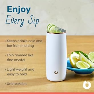 SNOWFOX Premium Vacuum Insulated Stainless Steel Cocktail Glass/Drink Tumbler, Set of 2, Drinks Stay Icy Cold, Thermal Highball Glasses, Elegant Home Entertaining, Classic Barware, 14.5 oz, Mermaid