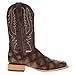 Vaccari Men's Cooper Genuine Mocha Pirarucu Fish Print Leather Texas A&M Embroidery Broad Square Toe Cowboy Boots - 10.5