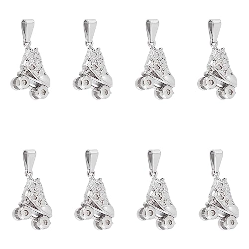 UNICRAFTALE about 8Pcs 19mm long Stainless Steel Roller Skate Pendants Hypoallergenic Dangle Charms Stereoscopic Skate Charms for Bracelets Necklace Jewelry Making