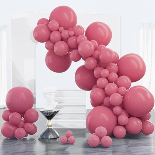 Image of PartyWoo Mauve Balloons 100pcs Different Sizes of 18 12 10 5 Inch Dusty Pink Rose Blush Boho Netural Balloon Arch Kit Garland for Baby Shower Wedding Engagement Birthday Party Decorations Pink-F02