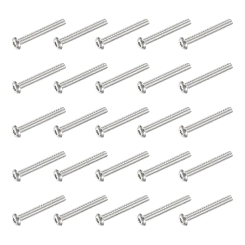 PATIKIL �{�^���w�b�h�\�P�b�g�L���b�v�l�W 25���� #10-32 UNF x 38.1mm 304 �X�e�����X�|�� �Z�p�h���C�u �S�l�W �@�B�p�{���g �l�W �Ƌ�p �E�H�[�^�[�|���v�Ɩ���� �V���o�[