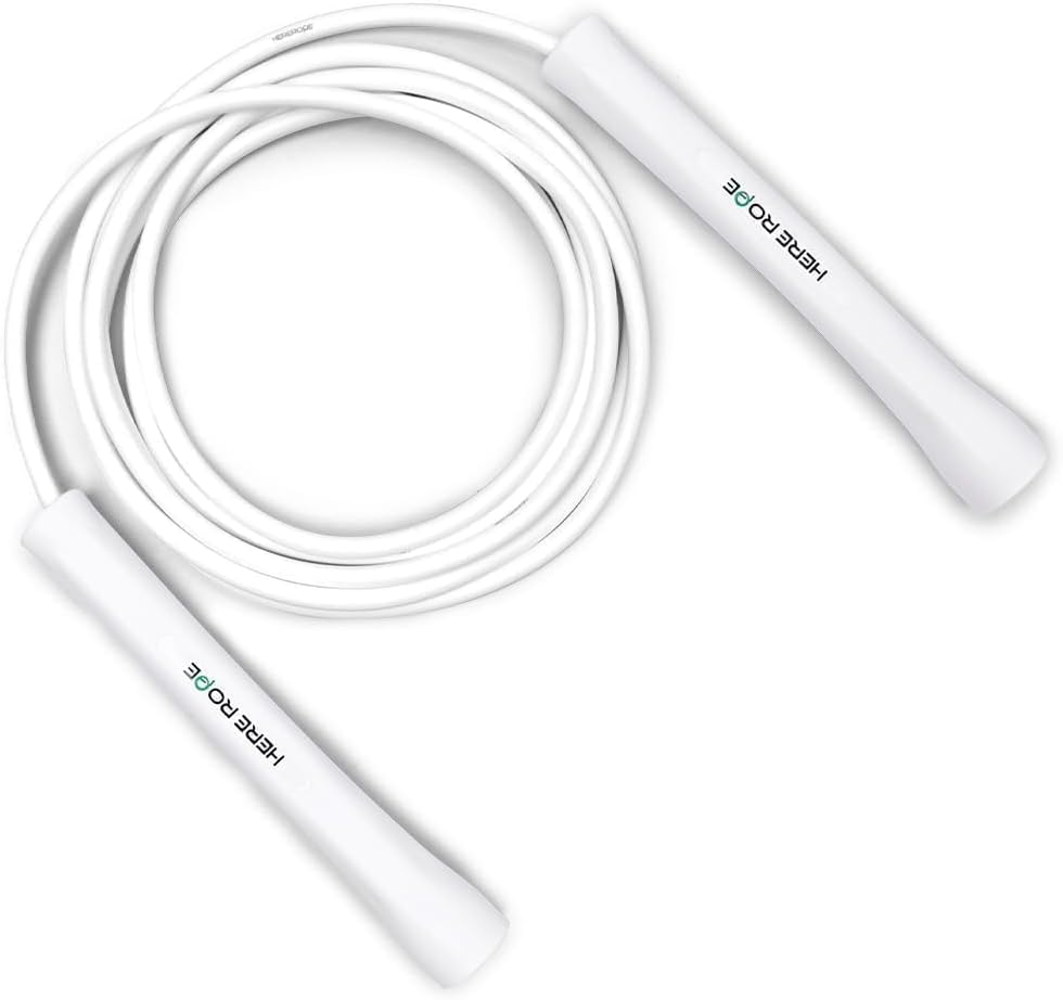 HEREROPE Adjustable Jump Rope – 5mm PVC Skipping Rope with Unbreakable Handles, Non-Kinking, Includes 1 Spare Rope for Indoor & Outdoor Fitness Training for Men, Women