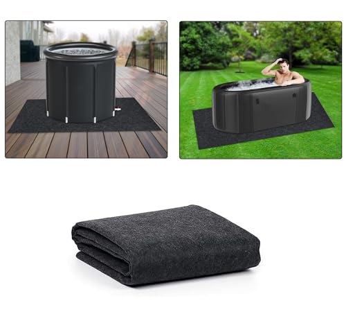 Ahpuhtan 47x70 Inch Cold Plunge Tub Floor Mat Waterproof Ice Bath Tub Mat Outdoor Indoor Anti-Slip Protector Pad for Round Oval Cold Plunge Ice Bath Accessories