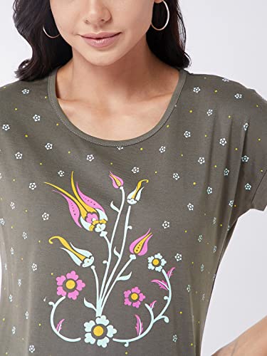 Image of Modeve Women Printed Cotton Blend Half Sleeve Round Neck T-Shirt for Summer
