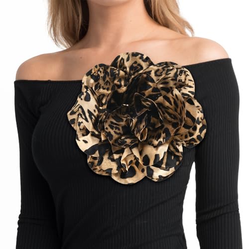 Image of M METERXITY Extra Large Rose Flower Brooches, Lapel Pins Dainty Satin Fabric Big Camellia Oversized Brooch Pin