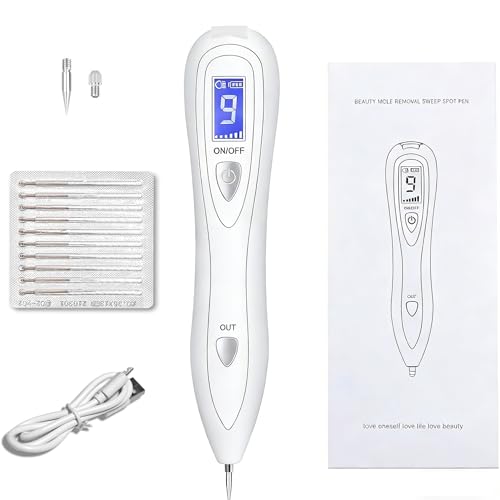 Syluxe Eliminar Verrugas, Quita Verrugas Lunares Pequeños y Manchas｜Lápiz Quitaverrugas Eléctrico 9 Niveles｜Pantalla LCD｜Seguro para Cara, Manos y Cuerpo