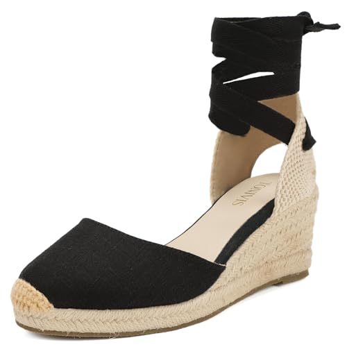Image of Women's Espadrille Wedge Sandals Closed Toe Lace-Up Shoes