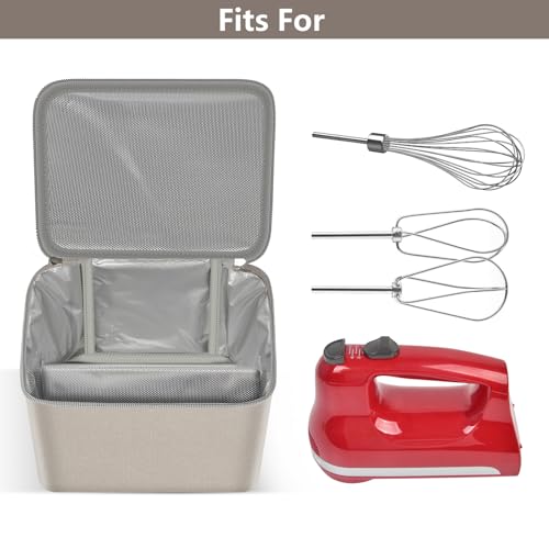 Image of Digital Hand Mixer Carrying Bag for KitchenAid 5 /6 / 7 /9 Ultra Power Speed Hand Mixers, Portable Travel Storage Case Bag with Handle for Kitchen Aid Mixer Accessories (Box Only) (Beige)