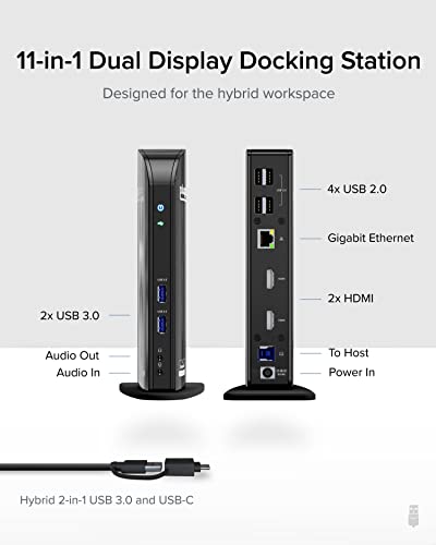 Plugable Laptop Docking Station Dual Monitor For Usb-C Or Usb 3.0, Compatible With Windows And Mac, (Dual Hdmi, 6X Usb Ports, Gigabit Ethernet, Audio) #TOP1