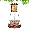Solar Bird Feeder for Outdoor Hanging Gifts for Women Mom Grandma Metal Wild Birdfeeder Garden Lantern Decor Lanterns Outside for Yard Patio Lawn Pathway LandscapeRed Bird
