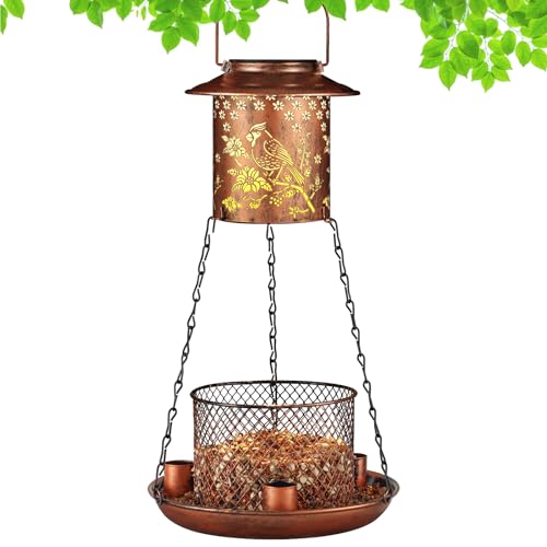 Solar-Bird-Feeder-for-Outdoor-Hanging-Gifts-for-Women-Mom-Grandma-Metal-Wild-Birdfeeder-Garden-Lantern-Decor-Lanterns-Outside-for-Yard-Patio-Lawn-Pathway-LandscapeRed-Bird Solar Bird Feeder for Outdoor Hanging Gifts for Women Mom Grandma Metal Wild Birdfeeder Garden Lantern Decor Lanterns Outside for Yard Patio Lawn Pathway LandscapeRed Bird