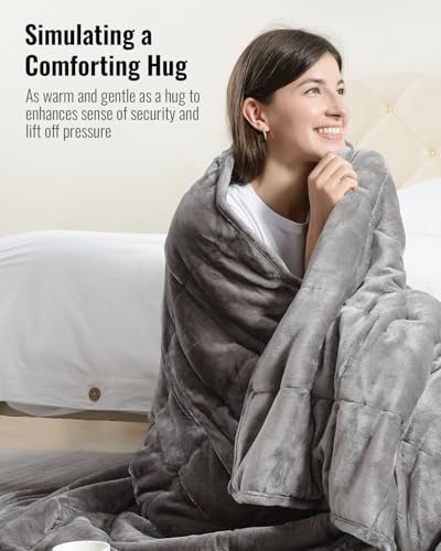 Uttermara Weighted Blanket Twin 15 Pounds for Adults 48x72 inches, Soft Plush Fleece & Cozy Warm Sherpa Weighted Blankets Great for Sleep & Calming, Twin Size Heavy Blanket for Couch Bed, Grey