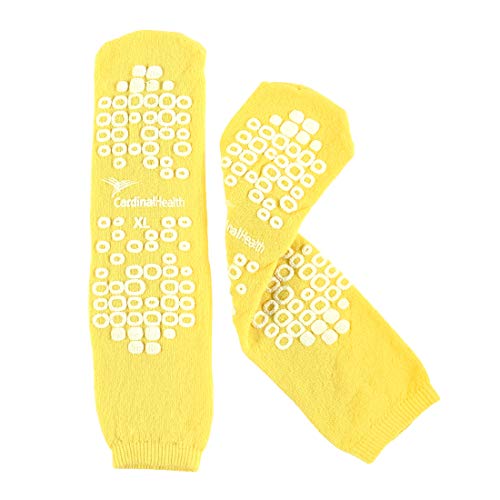 Cardinal Health 68125-YXLA Terry in Double Tread Patient Safety Slippers, Yellow, X-Large