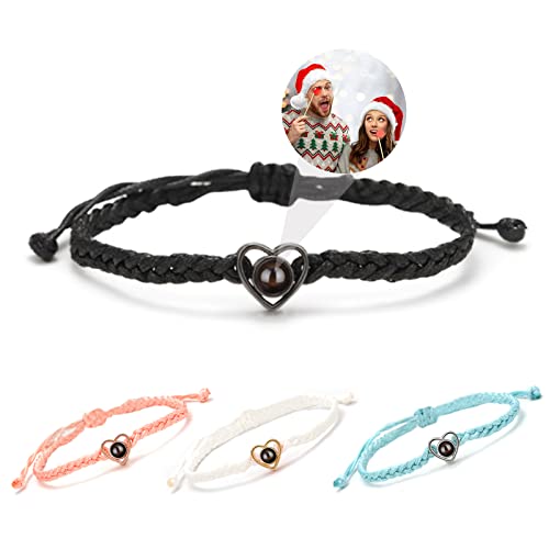 YATEDIY Custom Bracelets with Pictures, Personalized Projection Bracelets with Photos, Personalized Rope Jewelry Gift for Him Her Best Friend on Birthday Valentines Day Anniversary