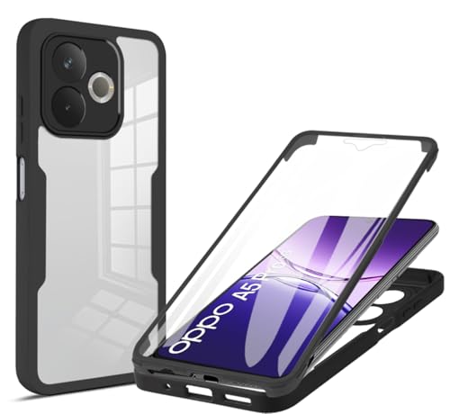 Comaku Cover Per Oppo A5 Pro 5G, 360 Gradi Rugged Custodia Antiurto Case Con Protezione Integrata Dello Schermo, Rugged Doppia Bumper Trasparente Case Integrale Cover - Nero