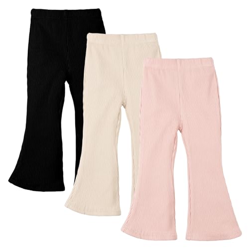 Pantalon évasé fille coton flammé lot de 3 anti-serrement taille élastique
