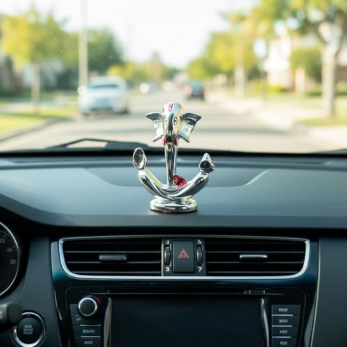 Image of Silver Flower Ganesha | Ganpati Idol for Car Dashboard | Perfect for Gifting, Office Desk & Home Temple,God |Prosperity & Protection | Height 2.7 Inch