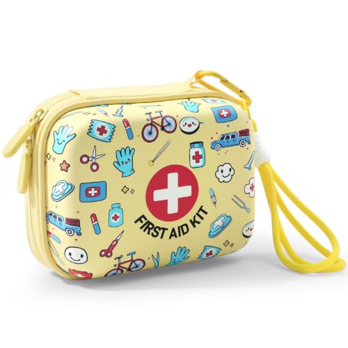 Mini-First-Aid-Kit-for-Kids-160-Pcs-Hard-Shell-Emergency-Kit-Yellow Mini First Aid Kit for Kids - 160 Pcs Hard Shell Emergency Kit, Yellow - Image 1