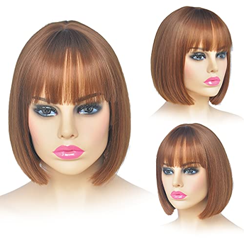 SYXLCYGG Short bob Wigs for Women, Women s Short Hair Wig 10  Natural hair Wigs with bangs girls pixie cosplay Synthetic Party Costume Wigs for white women Much Colors Christmas (Free Wig Cap)
